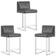 Home Square 3 Piece Metal Base Bonded Leather Counter Stool Set in Gray/White