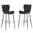 Home Square 2 Piece Faux Leather Barstool Set with Metal Base in Antique Black