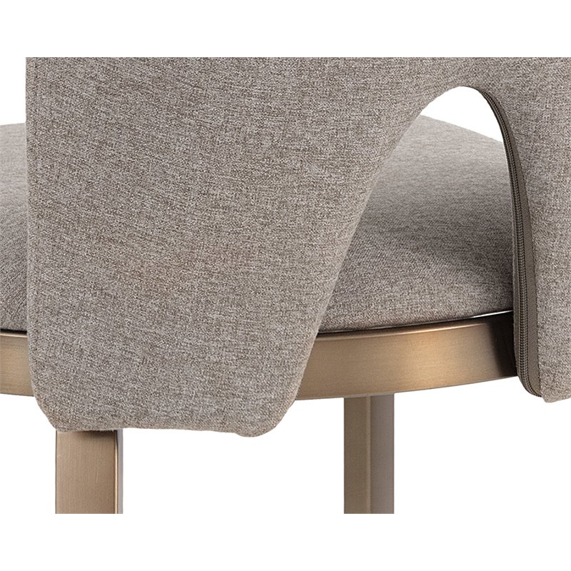 Home Square 3 Piece Modern Fabric and Stainless Steel Counter Stool Set in Brown