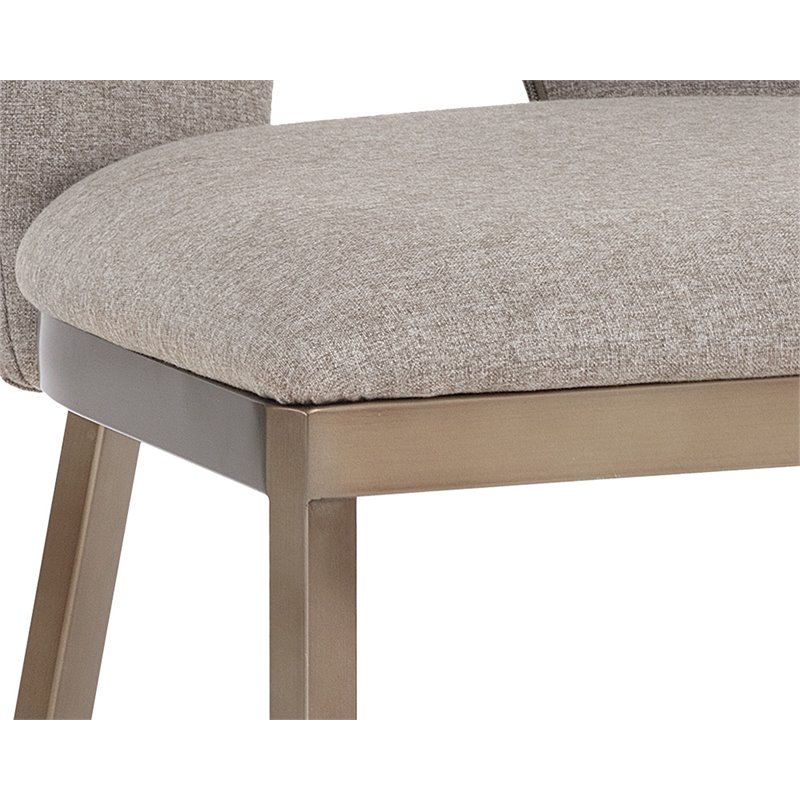 Home Square 3 Piece Modern Fabric and Stainless Steel Counter Stool Set in Brown