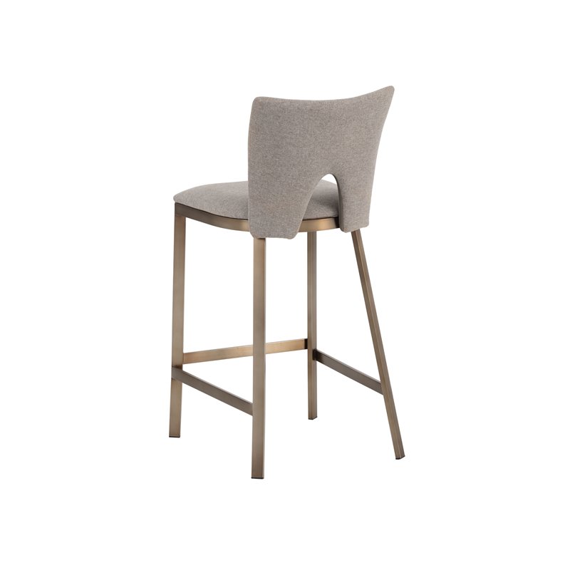 Home Square 3 Piece Modern Fabric and Stainless Steel Counter Stool Set in Brown
