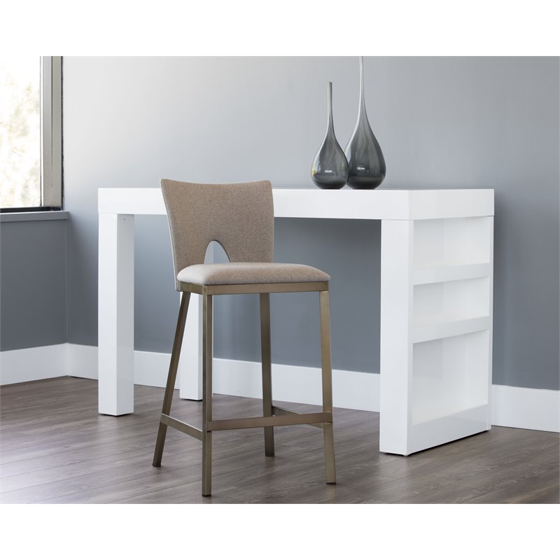 Home Square 3 Piece Modern Fabric and Stainless Steel Counter Stool Set in Brown