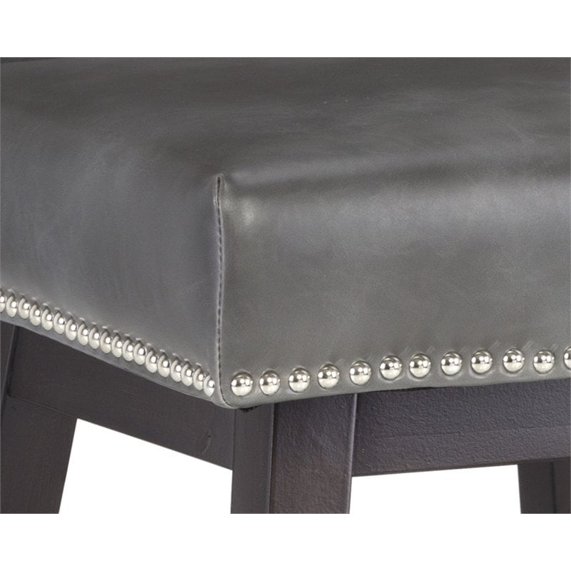 Home Square 2 Piece Modern Faux Leather Counter Stool Set in Overcast Gray