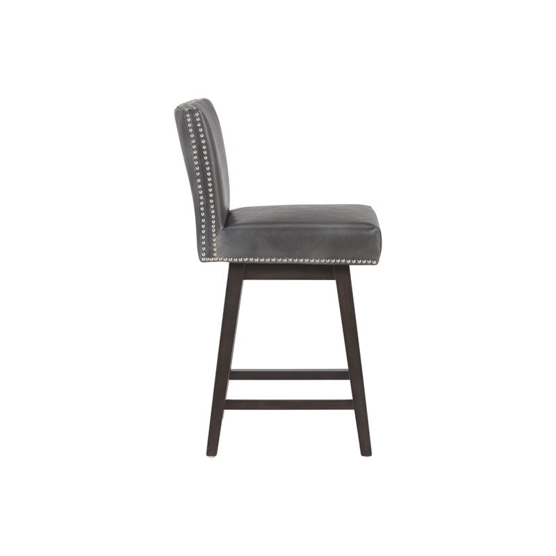 Home Square 2 Piece Modern Faux Leather Counter Stool Set in Overcast Gray