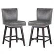 Home Square 2 Piece Modern Faux Leather Counter Stool Set in Overcast Gray