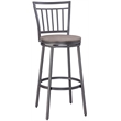 Home Square 2 Piece Slatback Metal Swivel Counter Stool Set in Gray