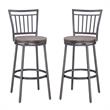 Home Square 2 Piece Slatback Metal Swivel Counter Stool Set in Gray