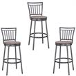 Home Square 3 Piece Slatback Metal Swivel Counter Stool Set in Gray