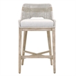 Home Square 2 Piece Upholstered Patio Bar Stool Set in Taupe and White