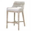 Home Square 2 Piece Upholstered Patio Bar Stool Set in Taupe and White