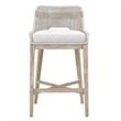 Home Square 3 Piece Upholstered Patio Bar Stool Set in Taupe and White