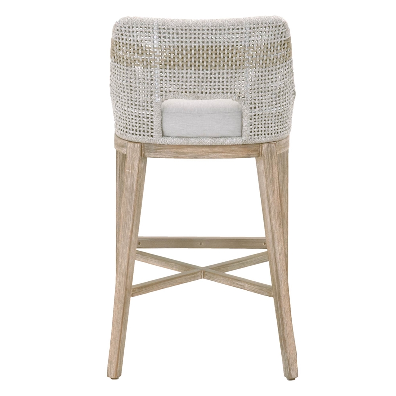 Home Square 3 Piece Upholstered Patio Bar Stool Set in Taupe and White