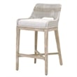 Home Square 3 Piece Upholstered Patio Bar Stool Set in Taupe and White