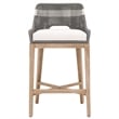 Home Square 3 Piece Upholstered Rope Barstool Set in Dove and Natural Gray