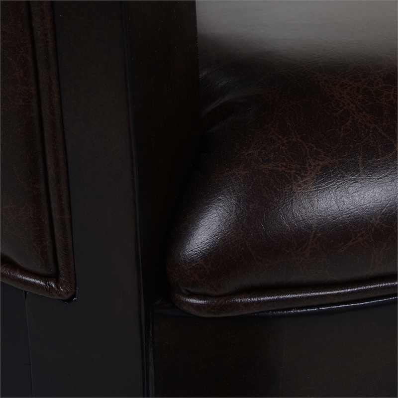 Home Square 2 Piece Swivel Faux Leather Counter Stool Set in Vintage Brown