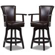 Home Square 2 Piece Swivel Faux Leather Counter Stool Set in Vintage Brown