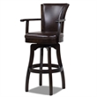 Home Square 2 Piece Swivel Armrests Faux Leather Barstool Set in Vintage Brown