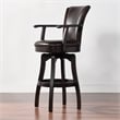 Home Square 2 Piece Swivel Armrests Faux Leather Barstool Set in Vintage Brown