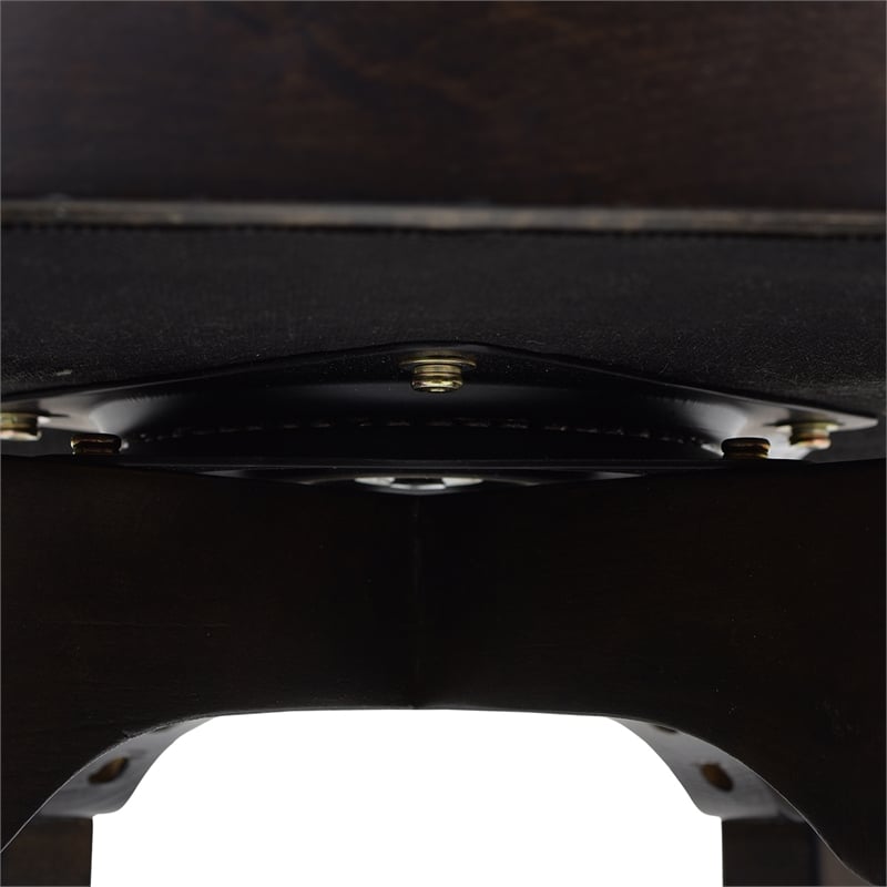 Home Square 2 Piece Swivel Armrests Faux Leather Barstool Set in Vintage Brown