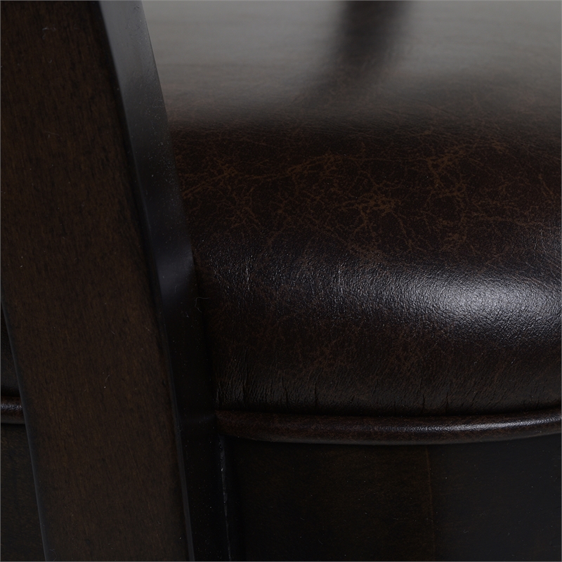 Home Square 2 Piece Swivel Armrests Faux Leather Barstool Set in Vintage Brown