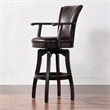 Home Square 3 Piece Swivel Armrests Faux Leather Barstool Set in Vintage Brown