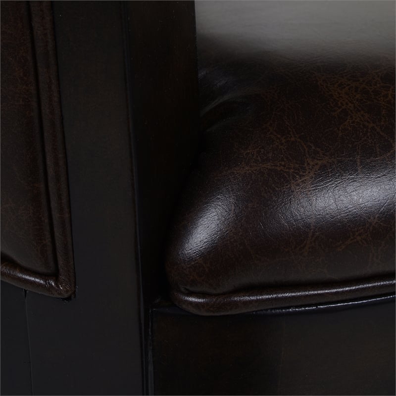 Home Square 3 Piece Swivel Armrests Faux Leather Barstool Set in Vintage Brown