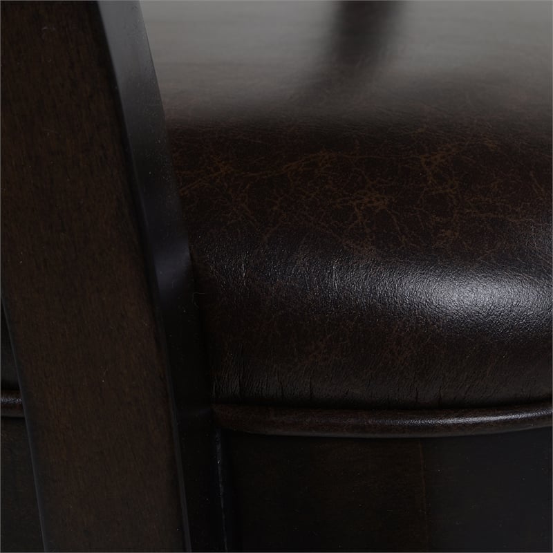 Home Square 3 Piece Swivel Armrests Faux Leather Barstool Set in Vintage Brown