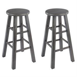 Home Square 2 Piece Transitional Solid Wood Counter Stool Set in Rustic Gray