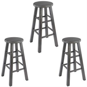 Home Square 3 Piece Transitional Solid Wood Counter Stool Set in Rustic Gray