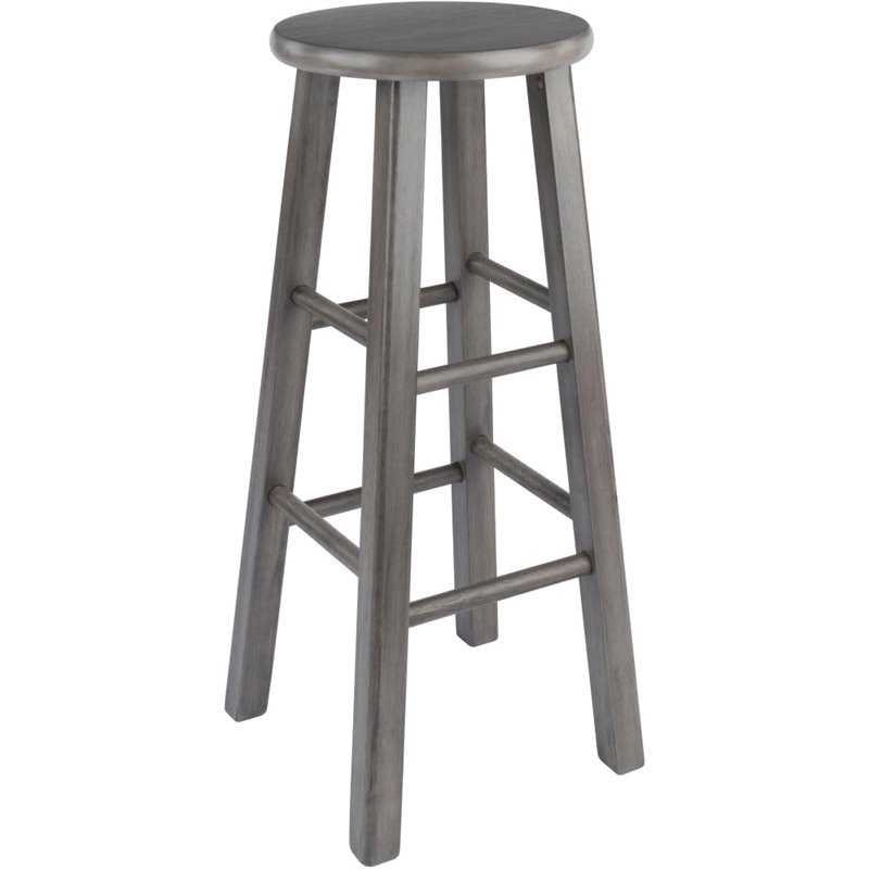 Home Square 2 Piece Transitional Solid Wood Bar Stool Set in Rustic Gray