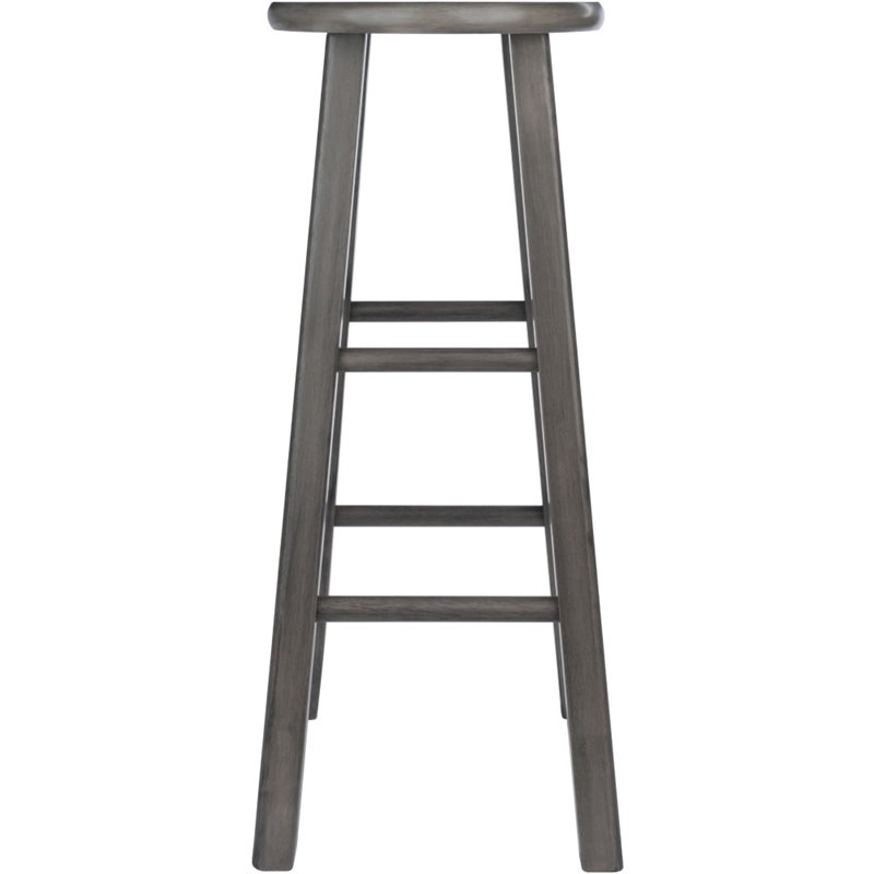 Home Square 2 Piece Transitional Solid Wood Bar Stool Set in Rustic Gray