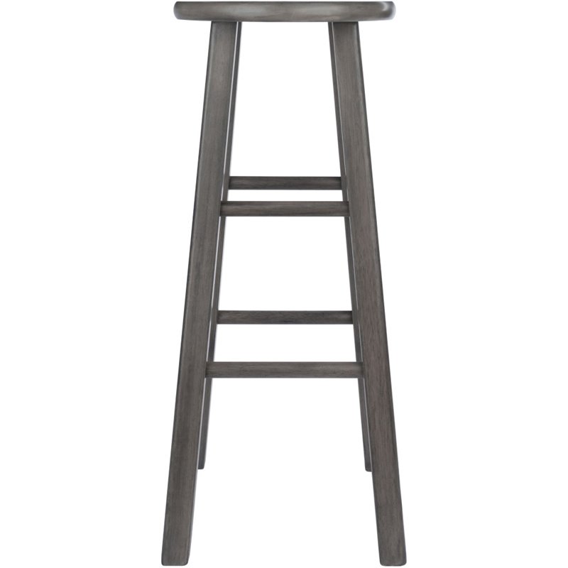 Home Square 2 Piece Transitional Solid Wood Bar Stool Set in Rustic Gray