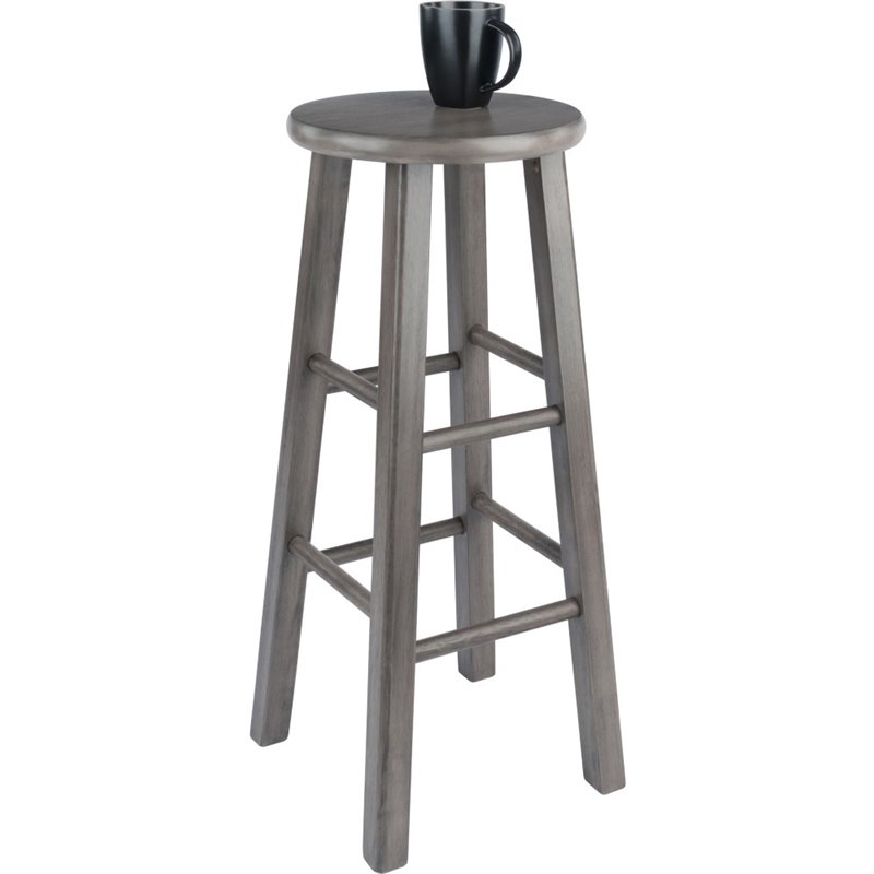 Home Square 2 Piece Transitional Solid Wood Bar Stool Set in Rustic Gray