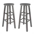 Home Square 2 Piece Transitional Solid Wood Bar Stool Set in Rustic Gray