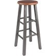Home Square 2 Piece Transitional Solid Wood Barstool Set in Rustic Teak and Gray
