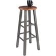 Home Square 2 Piece Transitional Solid Wood Barstool Set in Rustic Teak and Gray
