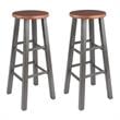 Home Square 2 Piece Transitional Solid Wood Barstool Set in Rustic Teak and Gray