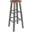 Home Square 3 Piece Transitional Solid Wood Barstool Set in Rustic Teak and Gray