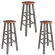 Home Square 3 Piece Transitional Solid Wood Barstool Set in Rustic Teak and Gray