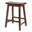 Home Square 3 Piece Solid Wood Saddle Seat Counter Stool Set in Antique Walnut