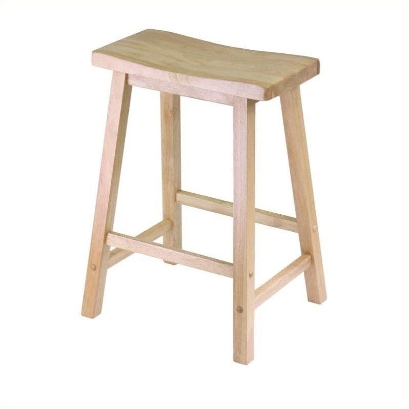 Home Square 2 Piece Solid Wood Saddle Seat Counter Stool Set in Beech