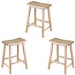 Home Square 3 Piece Solid Wood Saddle Seat Counter Stool Set in Beech