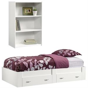 home square 2 piece furniture set with twin platform bed and 3-shelf bookcase