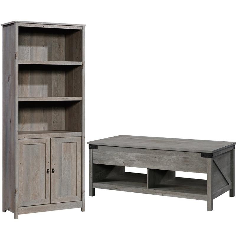 Home Square 2 Piece Wood Furniture Set with 3Shelf Bookcase and Coffee