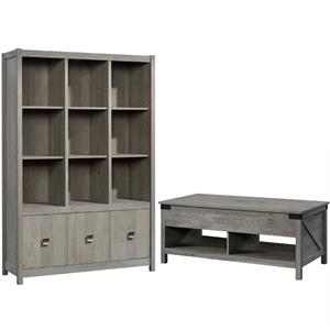 home square 2 piece furniture set with bookcase and coffee table in mystic oak