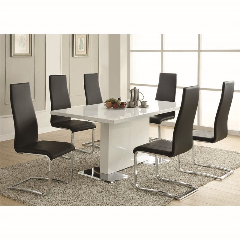 Home Square 5 Piece Set with Round Glass Top Dining Table and 4 Chairs in Black