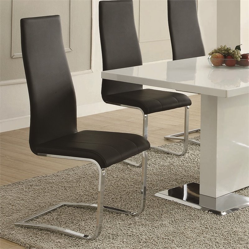 Home Square 5 Piece Set with Round Glass Top Dining Table and 4 Chairs in Black