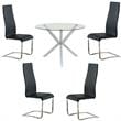 Home Square 5 Piece Set with Round Glass Top Dining Table and 4 Chairs in Black