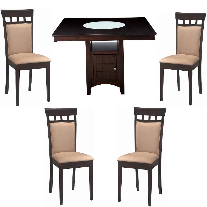 Home Square 5 Piece Set with Square Counter Height Dining Table and 4 Chairs