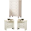 Home Square 3 Piece Set with 5 Drawer Chest and 2 Nightstands in White/Silver